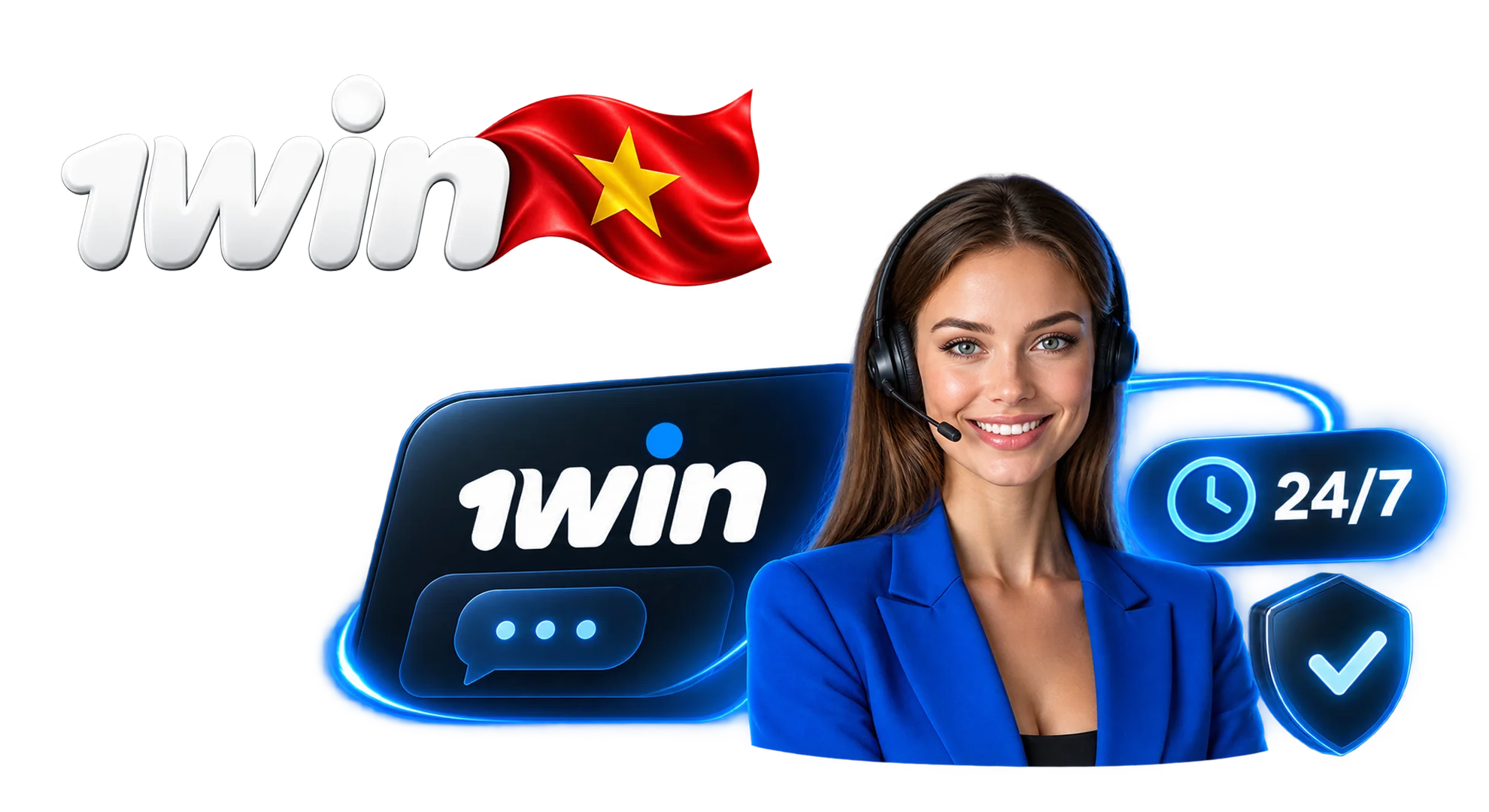 1win Vietnam 24/7 customer support interface featuring live chat with 2-minute response and Telegram bot for fast help