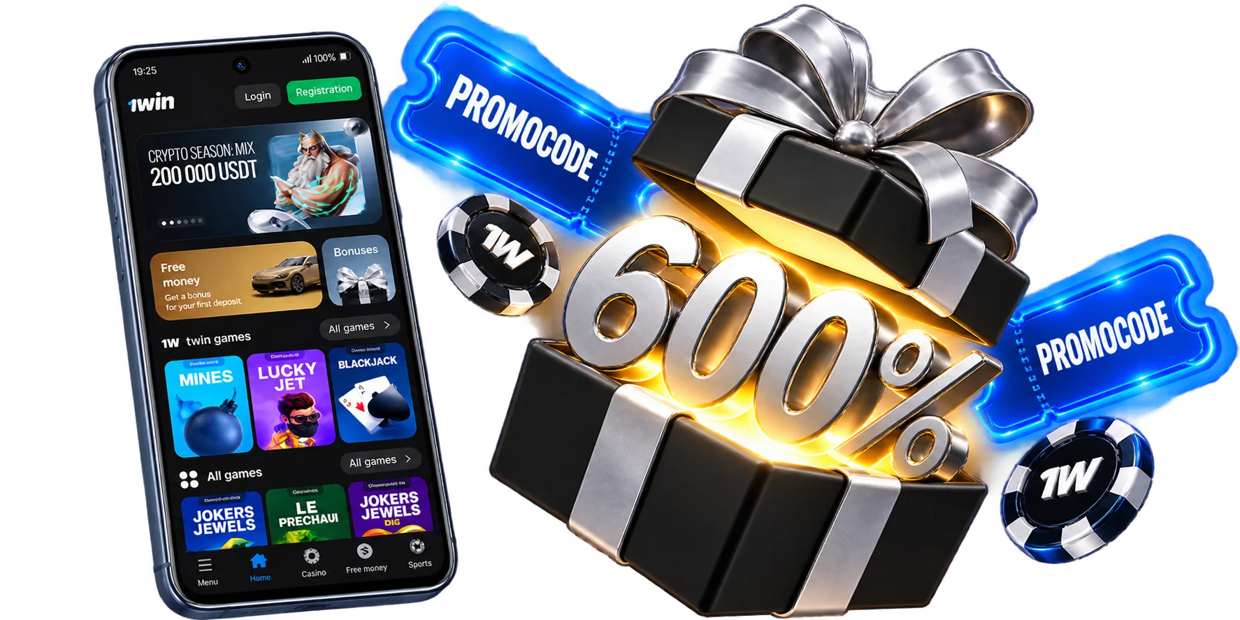 1win Vietnam exclusive sign-up bonus table showing 500% welcome package and 600% crypto deposit bonus in VND